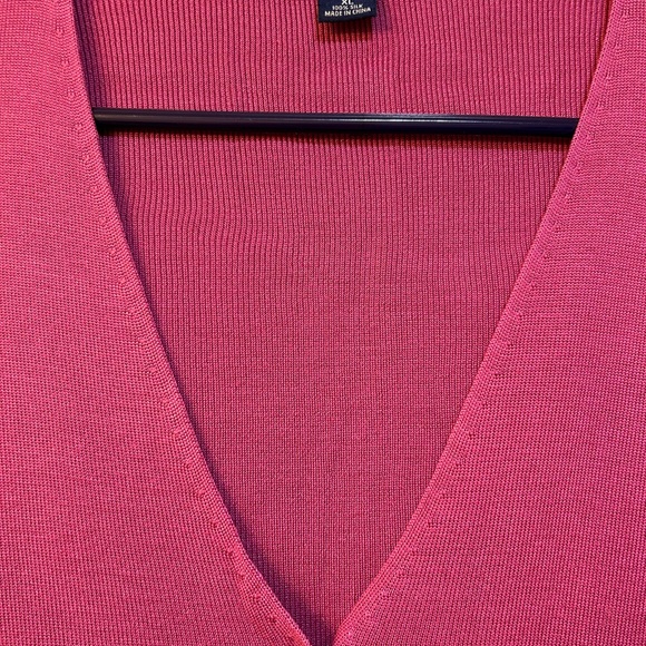 Ann Taylor Women Silk Long Sleeve Crew Neck Cardigan Sweater Pink Size XL - Picture 3 of 5